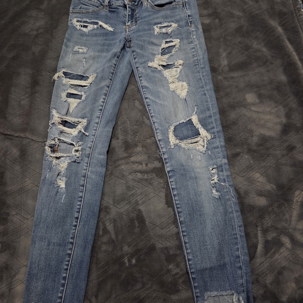 American Eagle Outfitters Ripped Blue Skinny Jeans